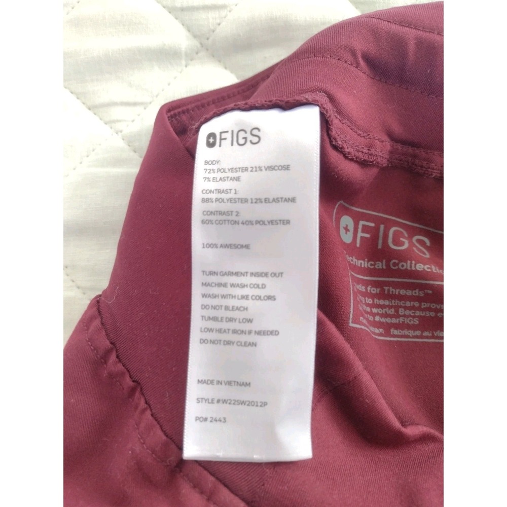 Figs XS Burgundy Drawstring Pocketed Zamora Jogger Scrub Pants *Read* Medical - Picture 5 of 8